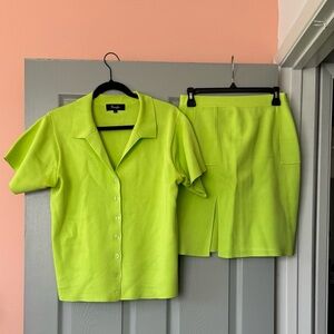 Hanifa Lime Green Knit Top and Skirt